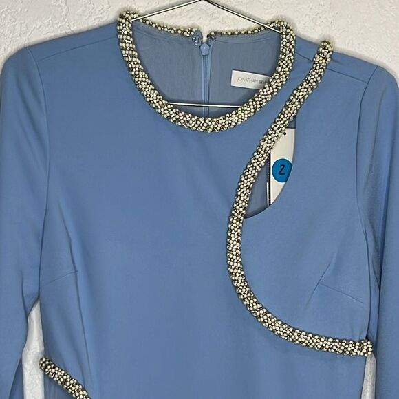 NWT SIMKHAI Katharine Embroidery Cut-out Mini Dress French Blue Size 4 - Picture 3 of 16